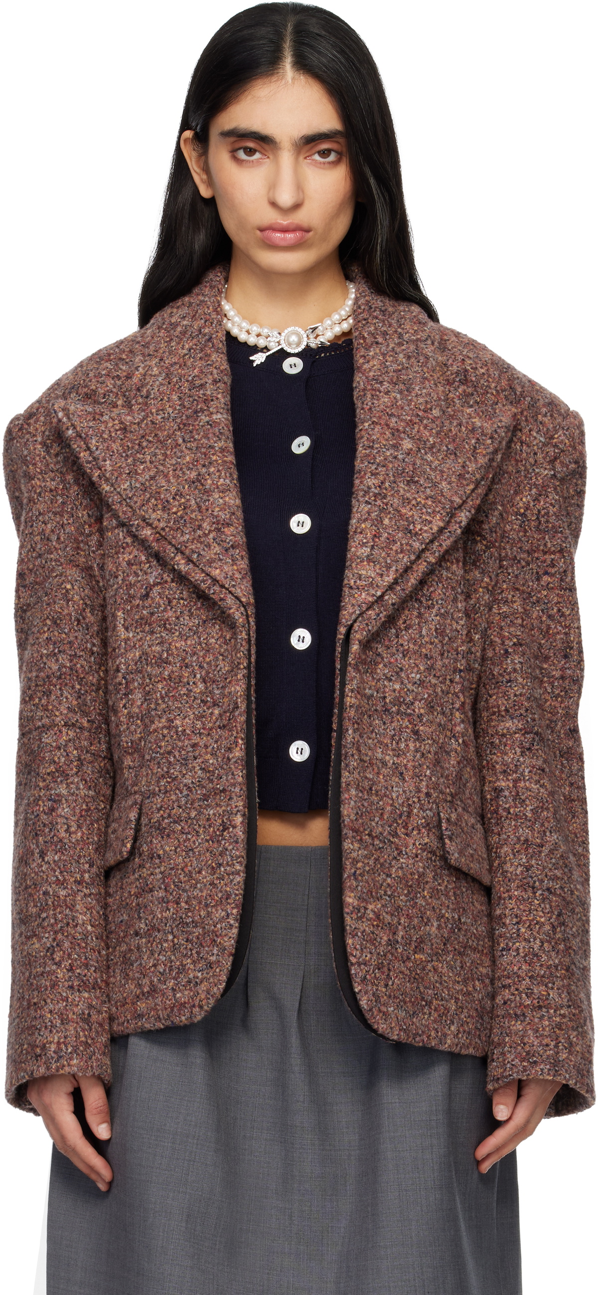 SHUSHU/TONG Multicolor Peak Lapel Oversized Blazer