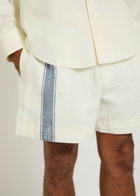 JW Anderson Jersey Striped Jacquard Linen Shorts Off White