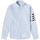 Thom Browne Men's Tie Stripe 4 Bar Button Down Shirt in Light Blue