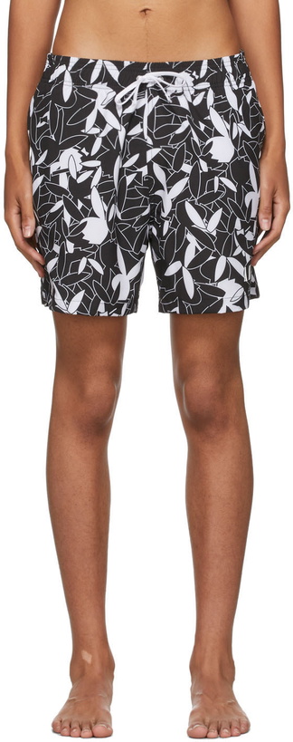 Photo: AMIRI Black & White Playboy Edition All Over Swim Shorts