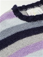 Camp High - Logo-Embroidered Striped Mohair Sweater - Purple