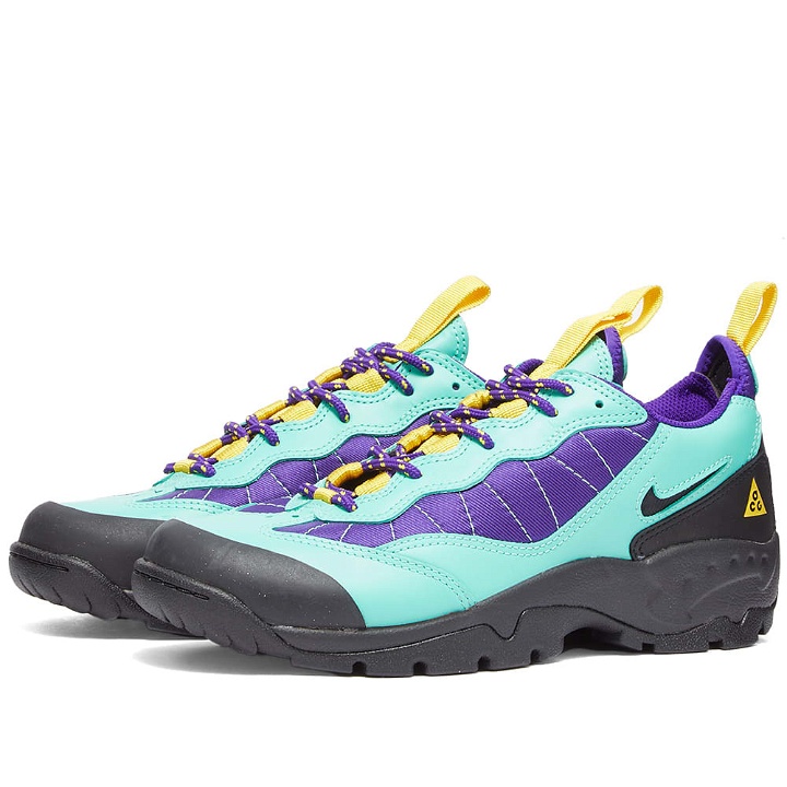 Photo: Nike Men's ACG Air Mada Sneakers in Menta/Black/Electro Purple/Yellow