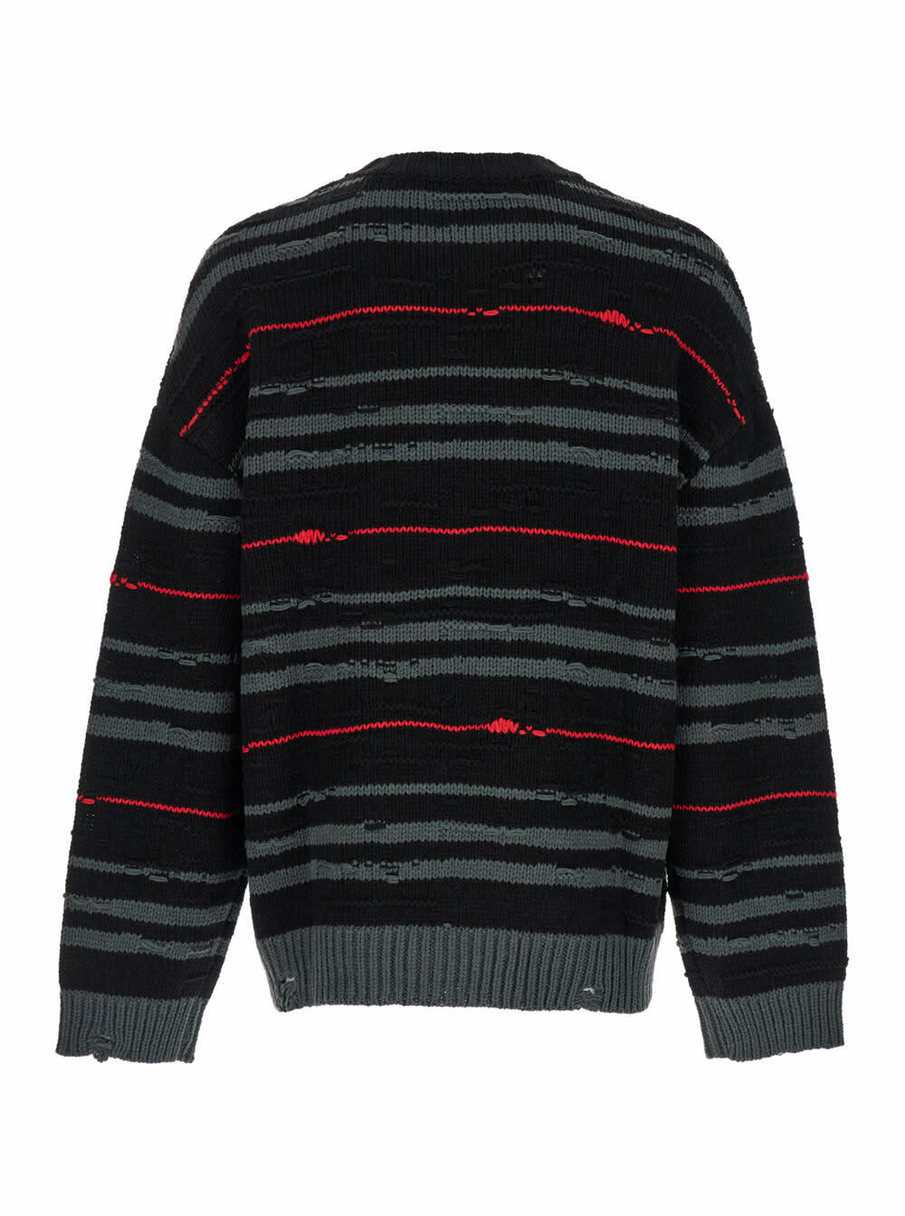 Juun.J Multicolor Striped Sweater With Used Effect In Wool Man