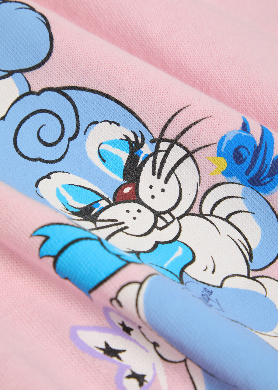 Kenzo Cartoon Printed Cotton T-shirt Pink