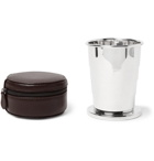 Lorenzi Milano - Silver-Tone Collapsible Cup with Cross-Grain Leather Case - Silver