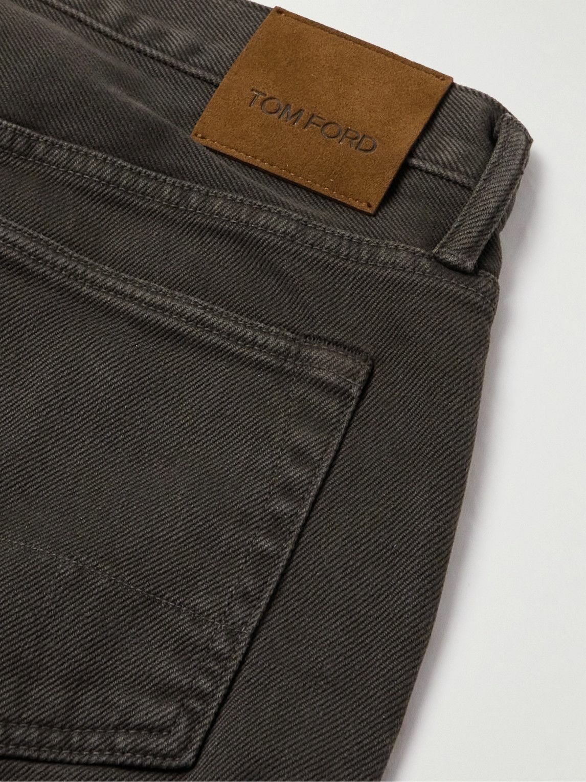 TOM FORD - Slim-Fit Straight-Leg Stretch-Cotton Twill Trousers - Brown ...