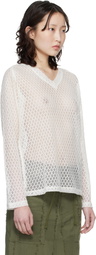NEEDLES Off-White L/S V-neck Sweater