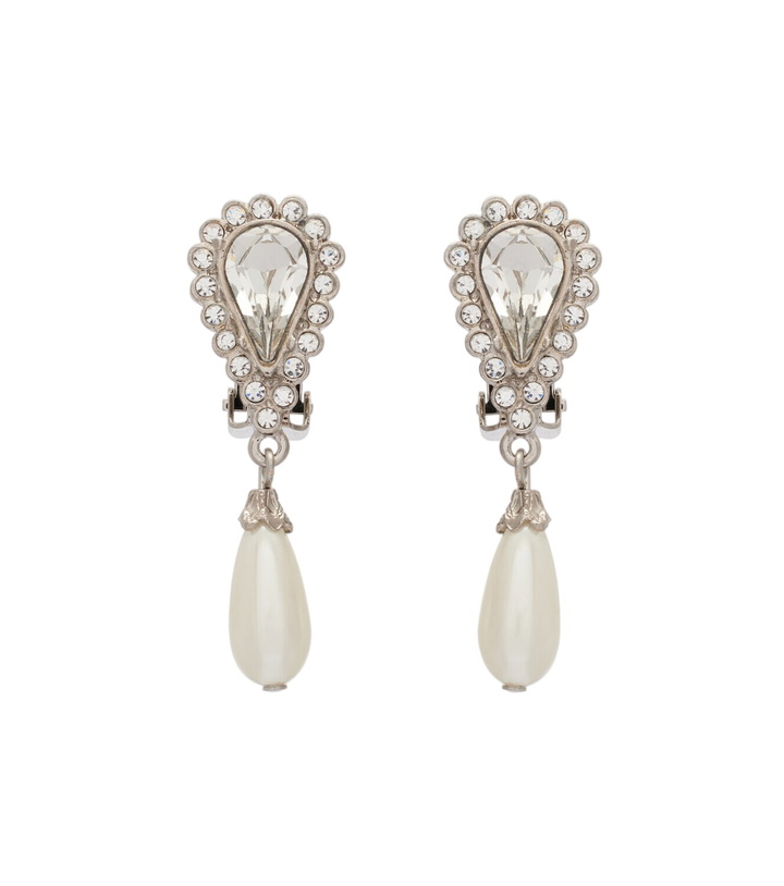 Photo: Alessandra Rich Crystal-embellished faux pearl clip-on earrings