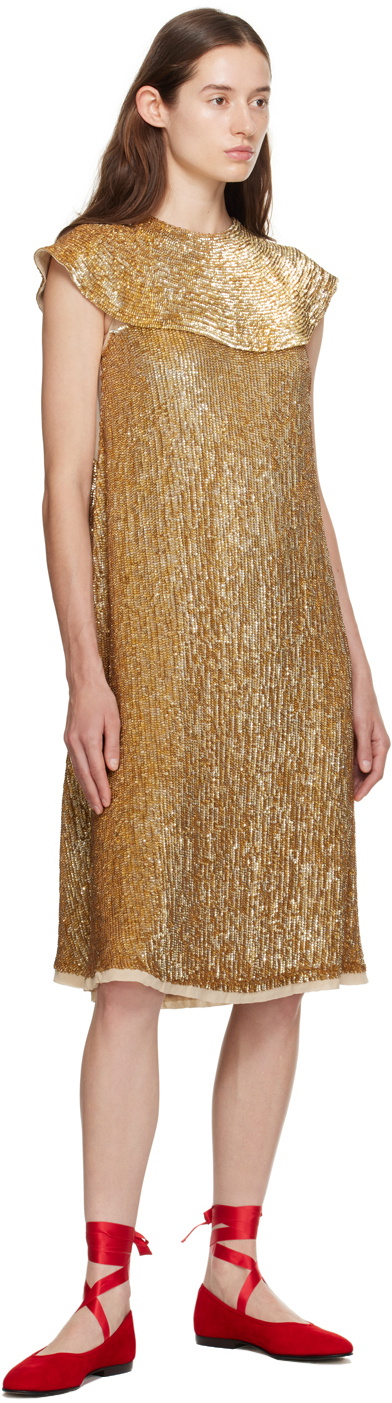 Bode Gold Bellvue Midi Dress