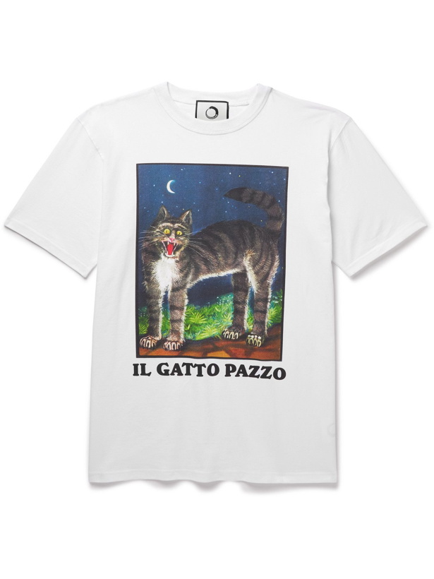 Photo: Endless Joy - Il Gatto Pazzo Printed Organic Cotton-Jersey T-Shirt - White