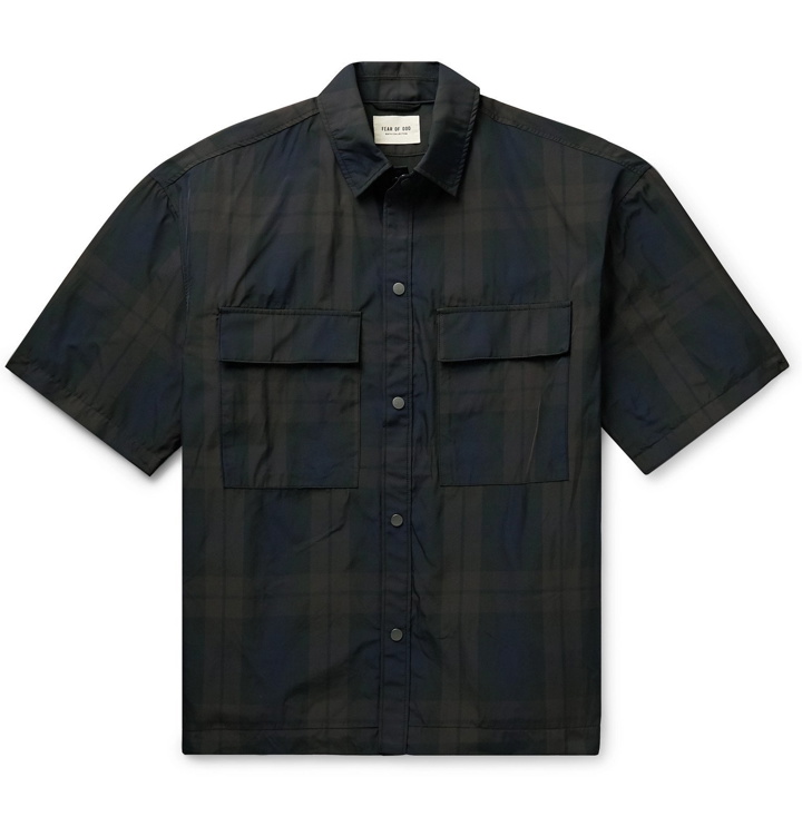 Photo: Fear of God - Oversized Checked Nylon-Twill Shirt - Blue