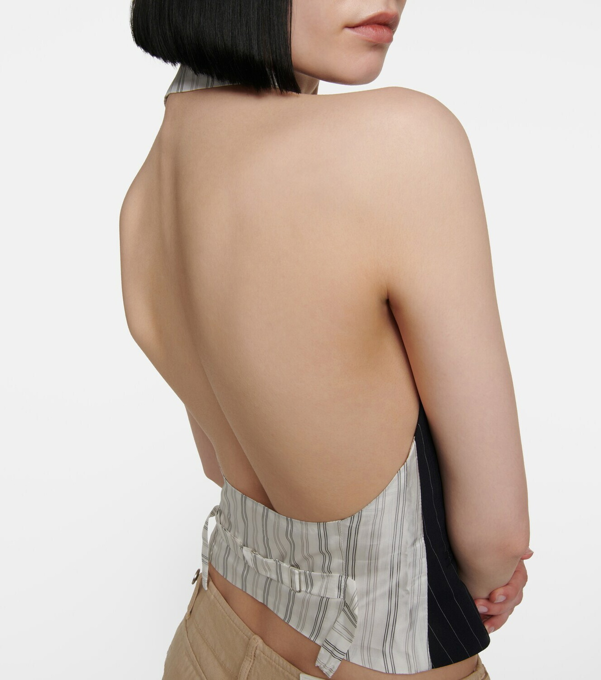 Coperni Halterneck pinstripe wool-blend vest