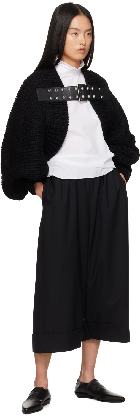 Junya Watanabe Black Wool Roving Hand Knitting Cardigan