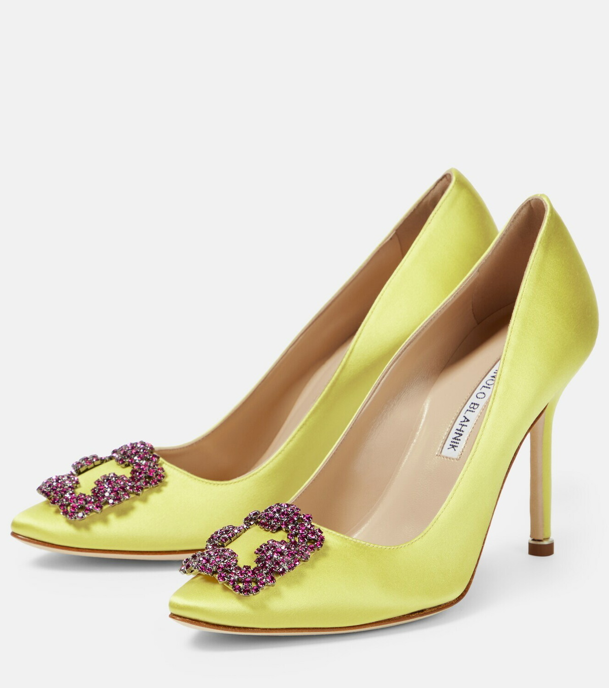 Manolo Blahnik Hangisi 105 embellished satin pumps