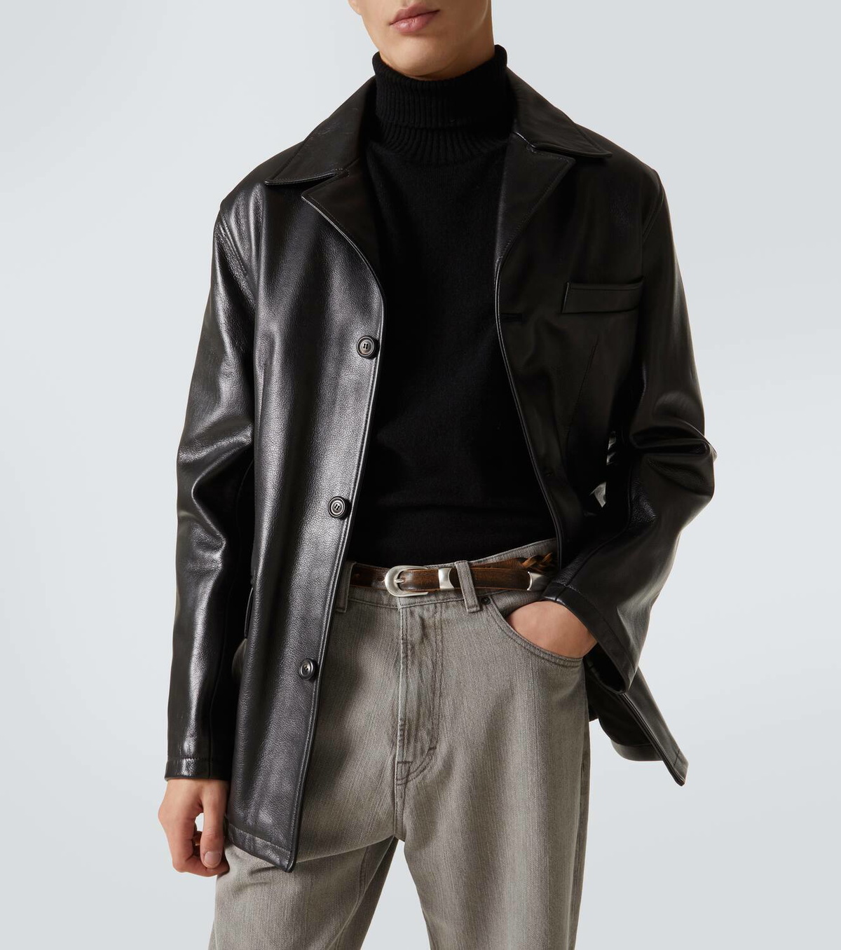 小物 Our Legacy- Belt Braided Black Leather Our Legacy - VINTAGE BLACK LEATHER 2CM BRAIDED BELT – LE