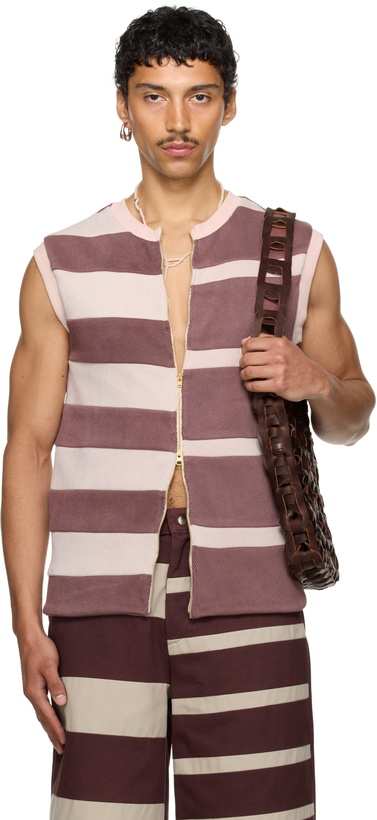 Photo: Stanley Raffington SSENSE Exclusive Purple & Pink Contrast Stripe Vest