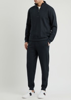Boss Waffle-knit Cotton-blend Sweatpants Dark Blue