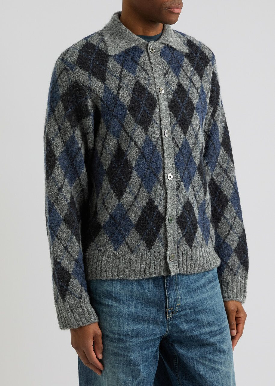Our Legacy Evening Argyle Alpaca-blend Cardigan Multicoloured 1