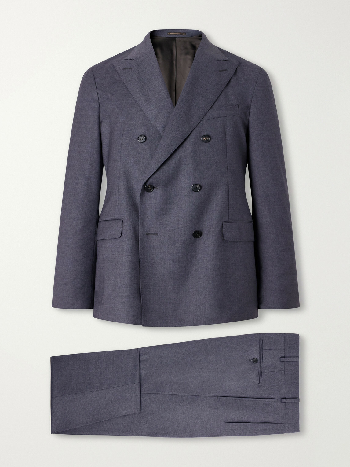 Slowear - Double-Breasted Wool Woven Suit - Gray