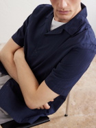 Sunspel - Camp-Collar Textured-Cotton Shirt - Blue
