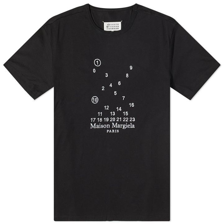 Photo: Maison Margiela Men's Embroidered Numbers Logo T-Shirt in Black