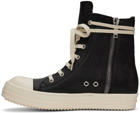 Rick Owens Black Washed Calf Sneakers