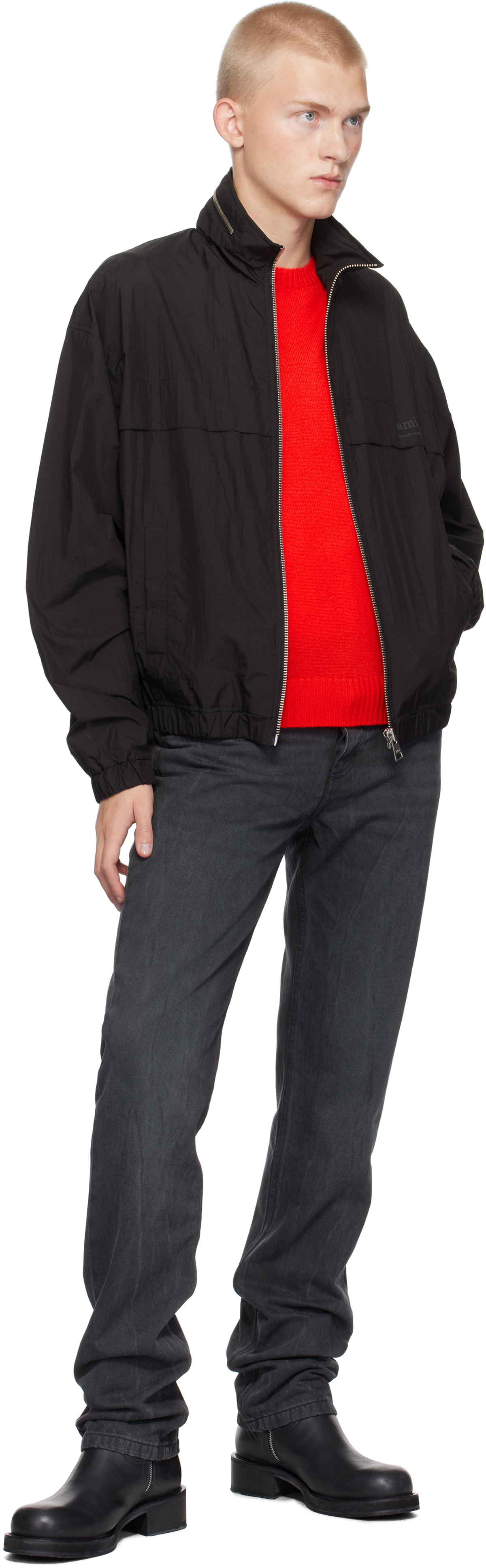 AMI Paris Black 'Ami Alexandre Mattiussi' Windbreaker Jacket AMI