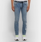 Off-White - Skinny-Fit Printed Stretch-Denim Jeans - Men - Blue