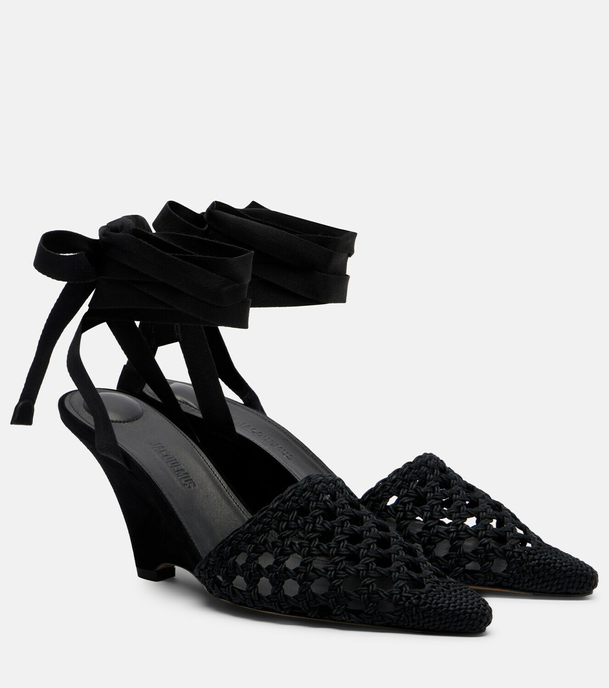 Jacquemus Woven raffia-effect wedges