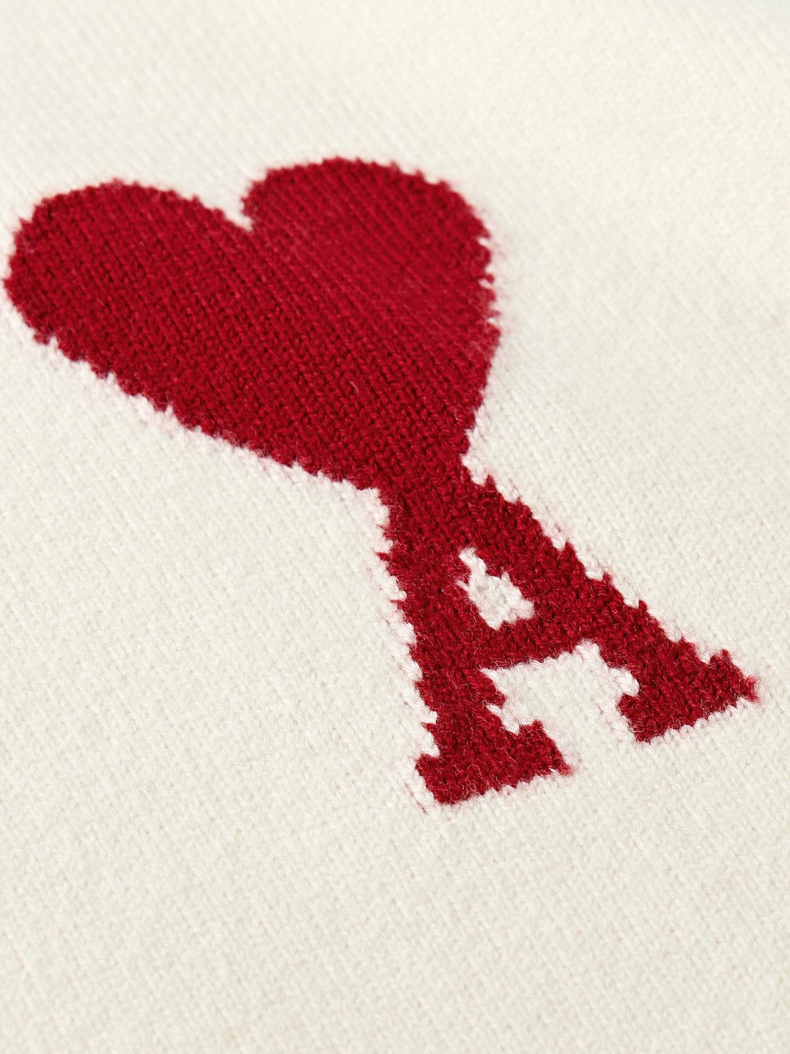 ★★AMI PARIS★★ Heart Logo ADC Knit Ivory UKS046KN0042193 Ami Paris Ami De Coeur ADC Pink White Cardigan | E22UKC003