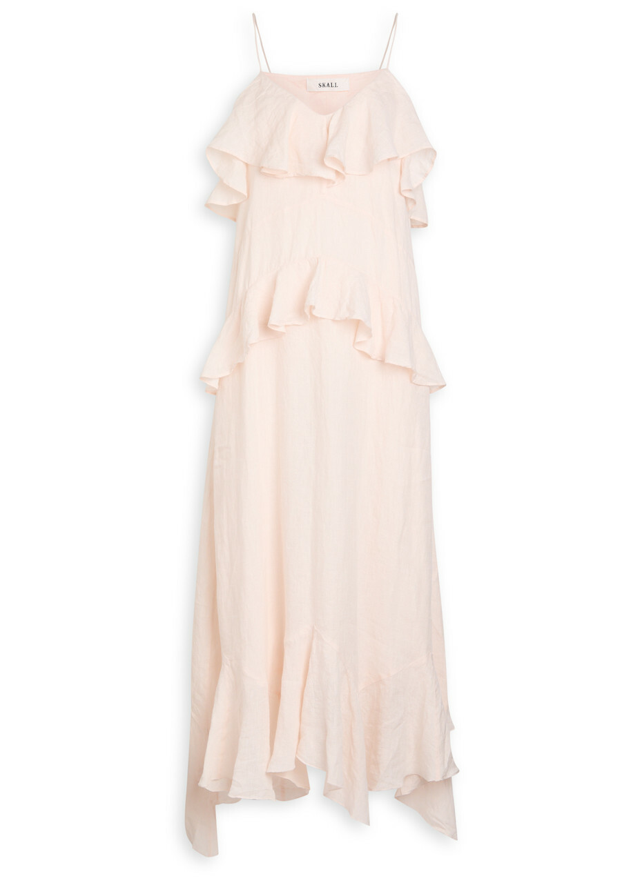 Skall Studio Benedicte Ruffled Linen Maxi Dress Light Pink
