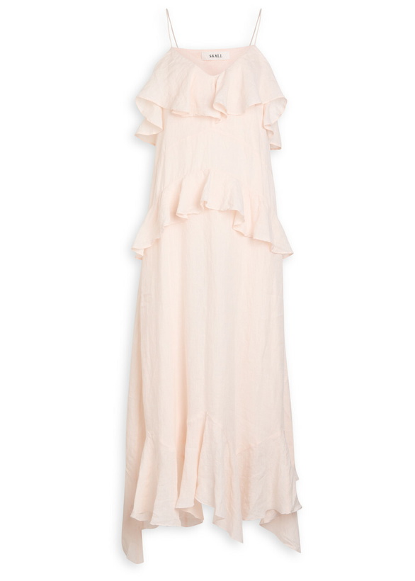 Photo: Skall Studio Benedicte Ruffled Linen Maxi Dress Light Pink