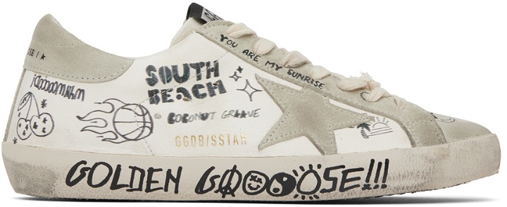 Photo: Golden Goose White & Gray Super-Star Classic Low-Top Sneakers
