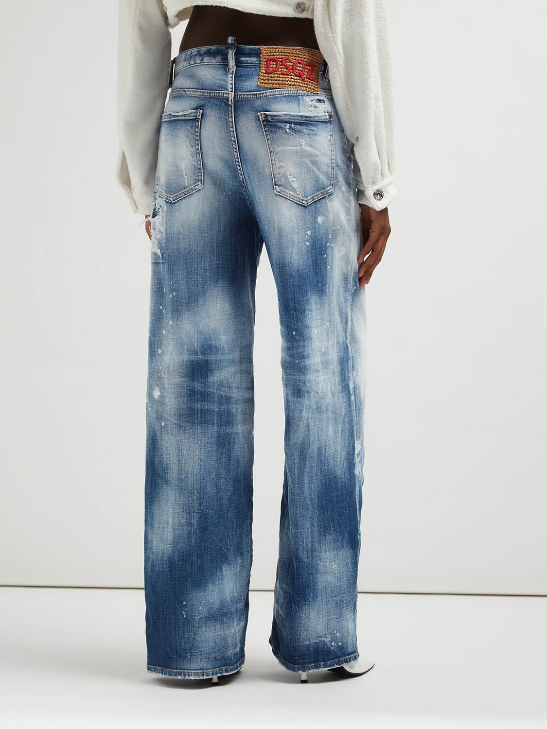 DSQUARED2 Traveler Denim Distressed Wide Jeans Dsquared2