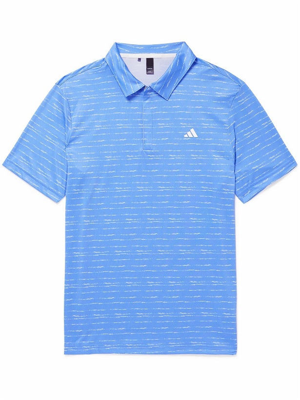 Photo: adidas Golf - Printed Recycled-Jersey Half-Zip Polo Shirt - Blue