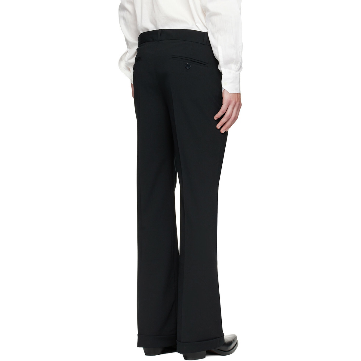 Ernest W. Baker Black Cuffed 70's Trousers