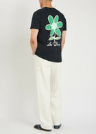 Les Deux Flower Printed Cotton T-shirt Navy