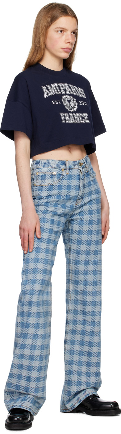 AMI Alexandre Mattiussi Blue Gingham Jeans