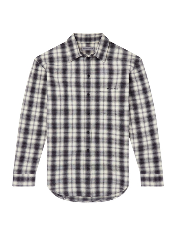 Photo: Balenciaga - Regular Fit Checked Cotton Shirt - Black