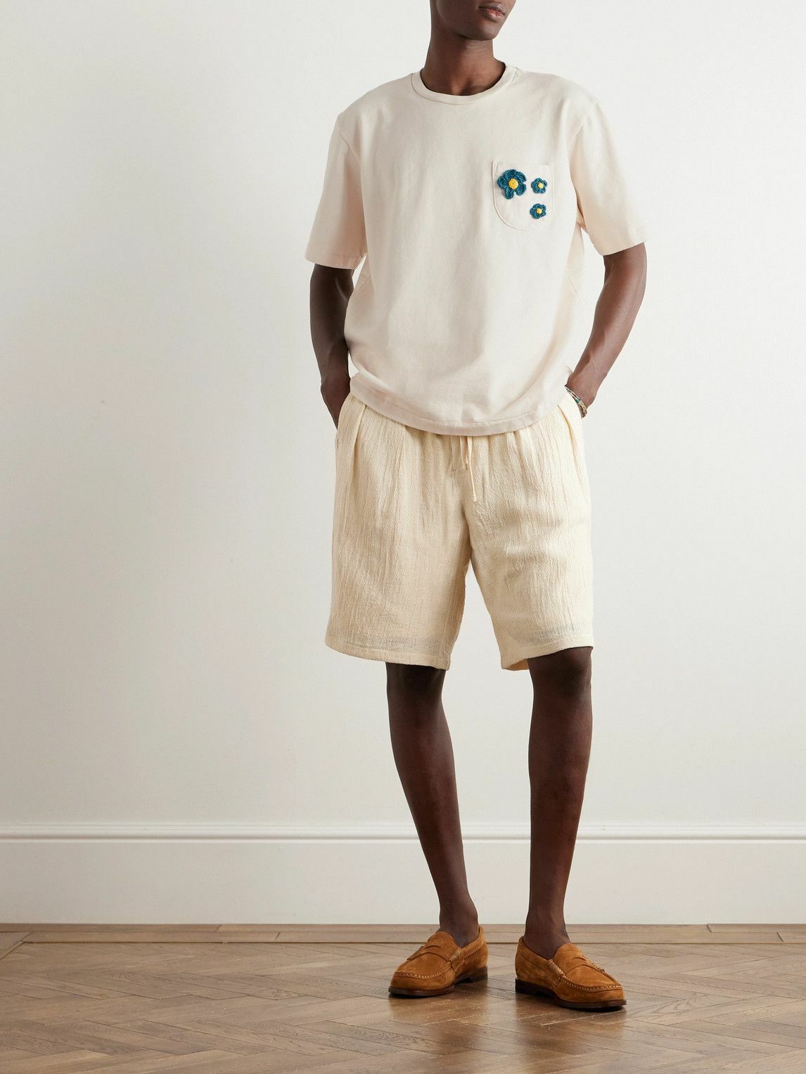 Monitaly - Crochet-Trimmed Cotton-Jersey T-Shirt - White