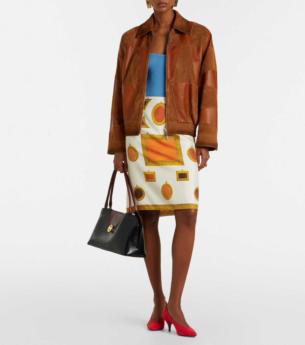 Versace Leather and suede blouson jacket