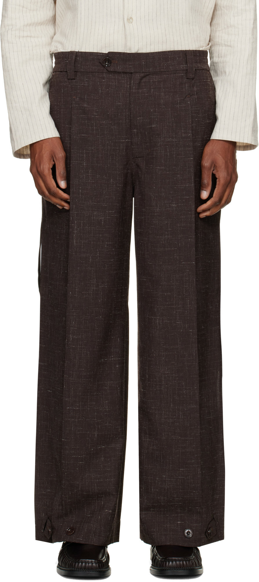 NULLUS Brown Layered Folded Trousers