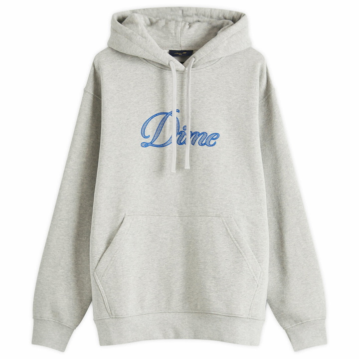 Photo: Dime Men's Cursive Logo Hoodie in Heather Gray