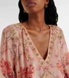 Camilla Blossoms and Brushstrokes floral silk blouse