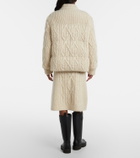 Moncler Grenoble Cable-knit wool and mohair midi skirt