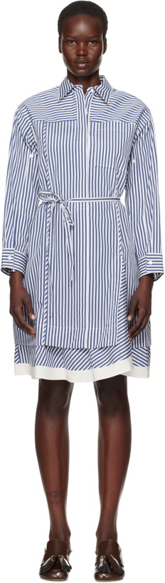 Photo: 3.1 Phillip Lim Blue & White Cascade Sleeve Stripe Shirt Minidress