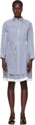 3.1 Phillip Lim Blue & White Cascade Sleeve Stripe Shirt Minidress