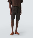 Commas Linen-blend Bermuda shorts