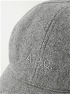 A.P.C. - Charlie Logo-Embroidered Wool-Blend Baseball Cap - Gray