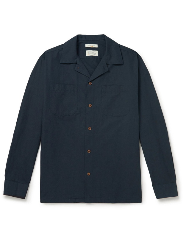 Photo: Nudie Jeans - Vincent Vacay Camp-Collar Organic Cotton and Linen-Blend Shirt - Blue